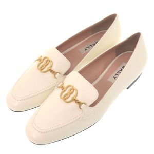 Unused Bally OBRIEN BONE 15 GOAT GRAINED Pumps 3BLY11-00346 Size 37 (Japanese size 23.5cm) Gold Hardware Leather White Loafers 1670 [Used] BALLY