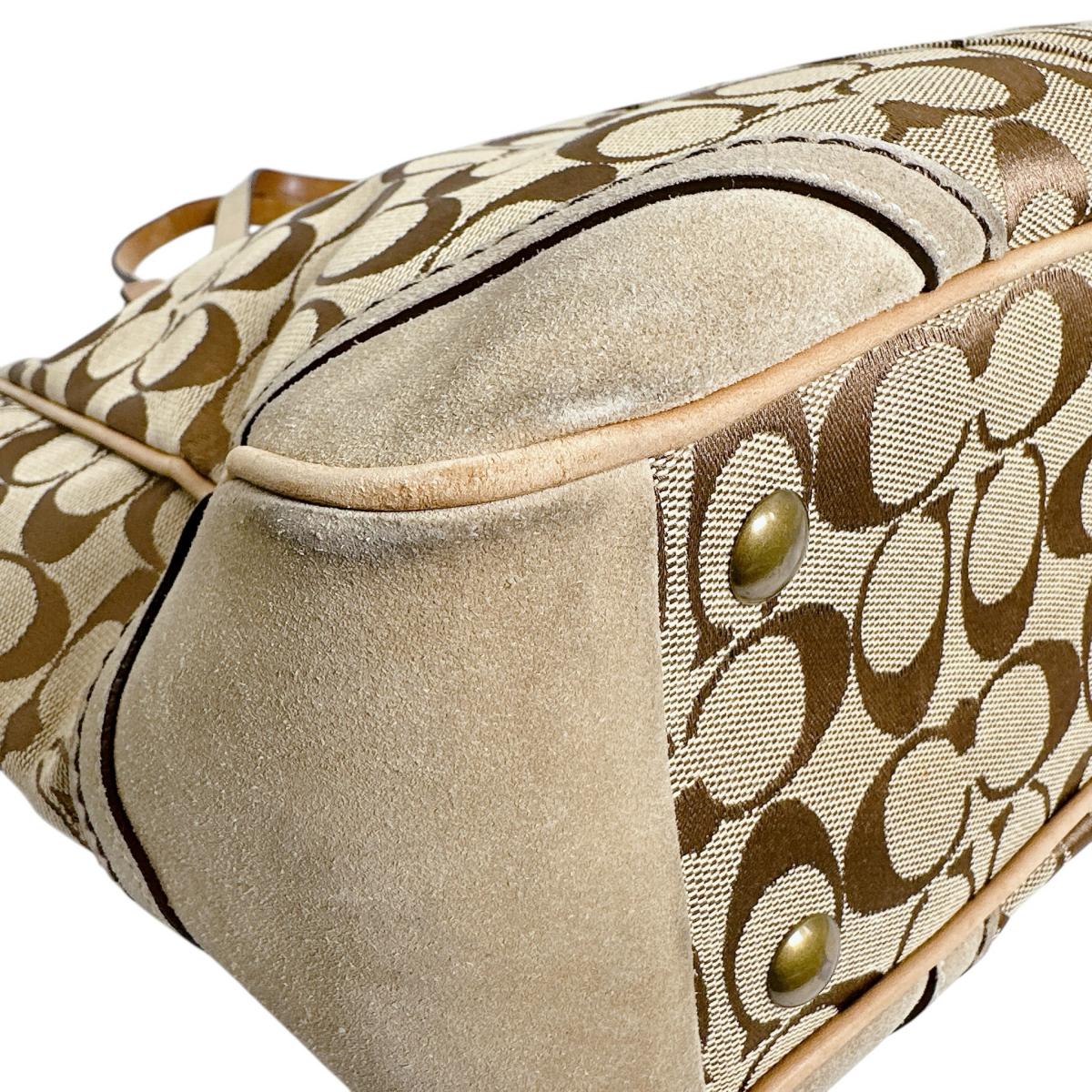 コーチ F055 キャンバス シグネチャー 肩掛け トートバッグ COACH