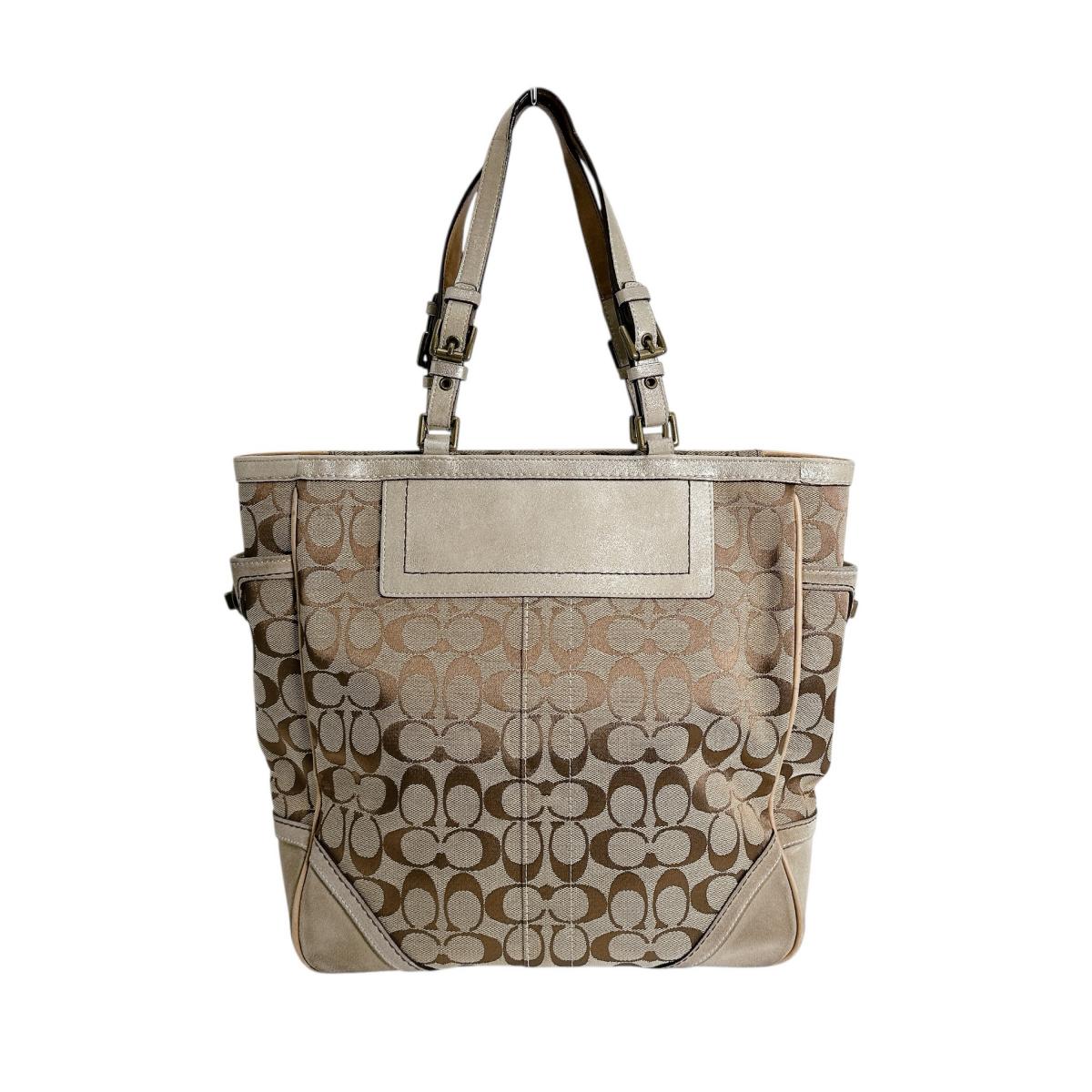コーチ F055 キャンバス シグネチャー 肩掛け トートバッグ COACH