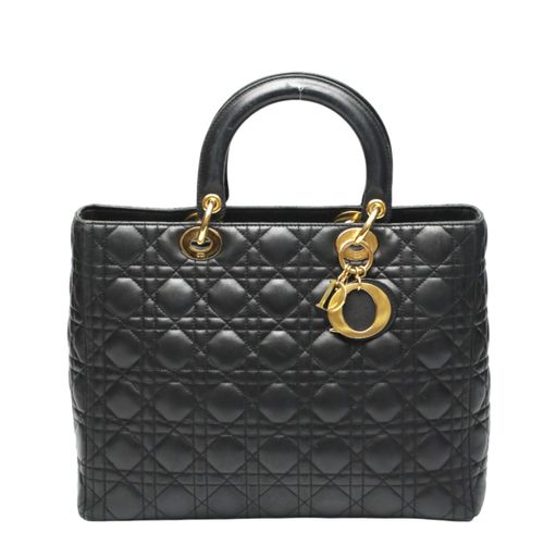 Christian Dior Lady Dior 兩用單背包，藤格紋手提包 Christian Dior 克里斯汀·迪奧黑色 [二手]