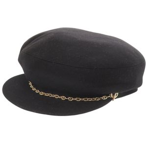 Excellent condition Hermes Belle Ile Chaine d'Ancre cashmere/cotton black newsboy cap hat 1808 [Used] HERMES