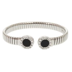 Excellent condition Bulgari Bulgari Bulgari Tubogas #M Stainless Steel Onyx Silver Bangle Bracelet Jewelry 1767 [Pre-owned] BVLGARI
