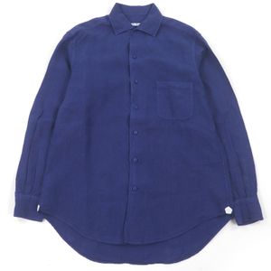Excellent condition Loro Piana 100% linen plain long-sleeved shirt, blue, size M, made in Italy, authentic, recommended for men.