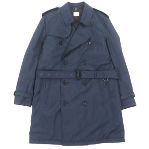 Excellent condition ▼ BURBERRY 8018793 Logo Button Belted Down Trench Coat Navy 52 Authentic Men's Business Recommended ◎