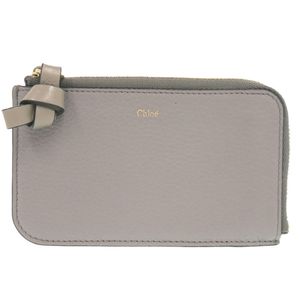 Chloe Fragment Case, Leather, Gray, Card Case, Coin Case, 0400 [Used ]
