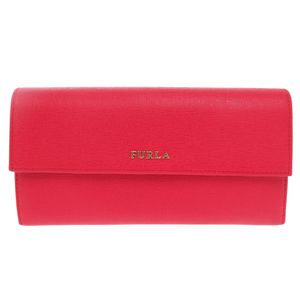 Like New Furla Bi-fold L-shaped Zipper Leather RED Long Wallet 1864 [Used] Furla