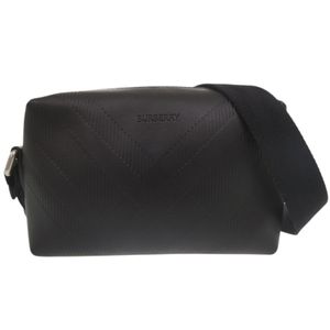Like New Burberry Mini Chester Check Crossbody Bag, Silver Hardware, Embossed Leather, Black, Shoulder Bag 0900 [Used] BURBERRY Men's