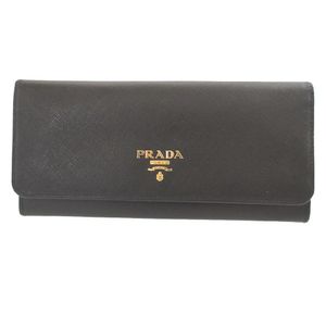 Like New Prada Saffiano Leather Black Bi-fold Long Wallet 0217 [Pre-owned] PRADA