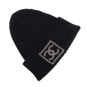Chanel COCO Mark hat, sports line, wool x silk x cashmere, black, unisex [used]
