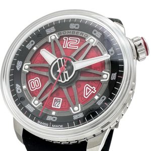CT43ASS.22-1.11 【BOMBERG】 Date BB-0 Skeleton Back Watch Stainless Steel/Rubber Automatic Black RED Dial/Black Rubber Strap Men's 【Used】