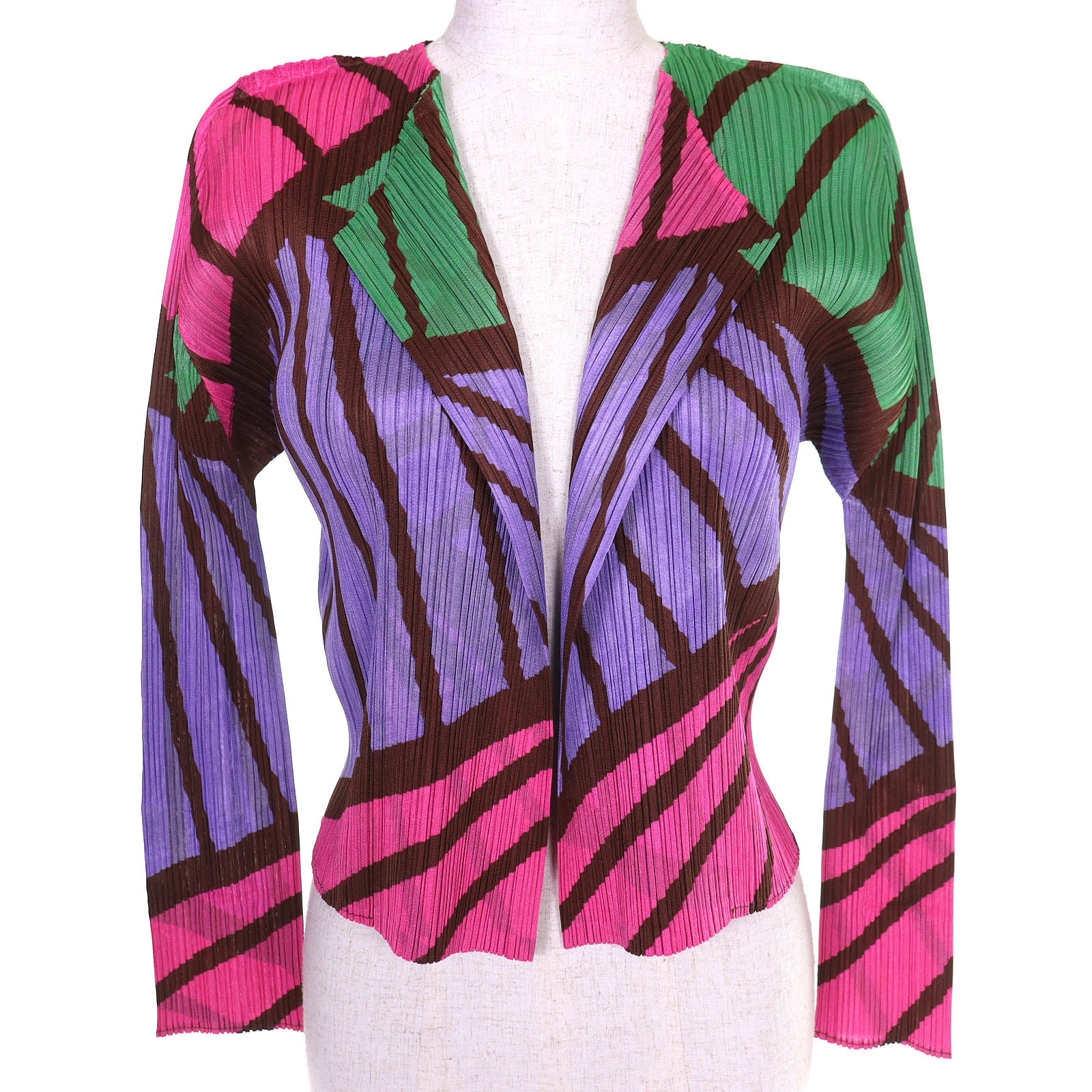 全新 △ PLEATS PLEASE by Issey Miyake PP21-J0595 全身印花設計 無扣長袖開衫顏色3 件正品女裝