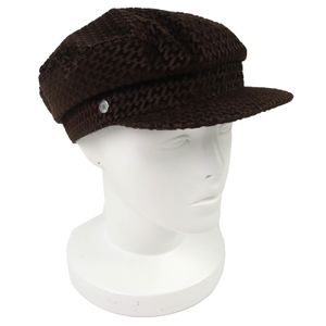 Unused △HERMES H242017N Casquette, Vauban Velvet, 100% Cotton, Chocolate, Bias H, Sellier Button, Hat, Size 59, with Dust Bag, Made in France, Authentic, Women's