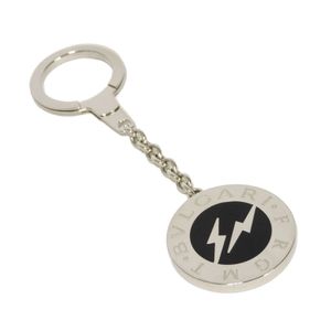 Used BVLGARI BB Fragment Keyring Circle Logo Twist Thunderbolt Silver Hiroshi Fujiwara Black Keychain 288585