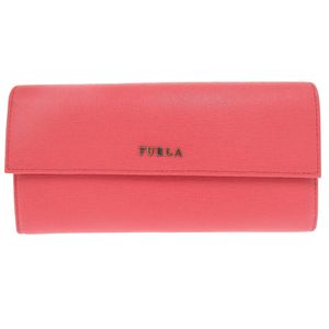 Like New Furla L-shaped Zipper Leather Pink Long Wallet 1863 [Used] Furla