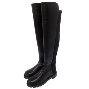 Unused Stuart Weitzman knee-high long boots, model 5050, size 35 (Japanese size 22cm), leather and rubber, black. [Used] STUART WEITZMAN