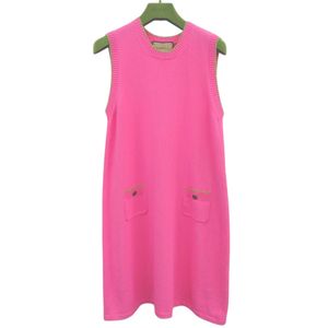 Unused Gucci sleeveless knit dress, size L, cotton/nylon blend, pink/gold, 1499 [Pre-owned] GUCCI