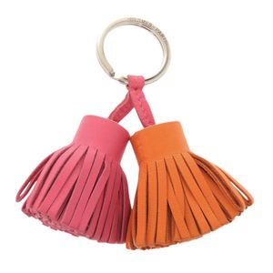 Hermes Carmen Unodos Agneau Milo Pink Orange Keychain Charm 1060 [Used] HERMES