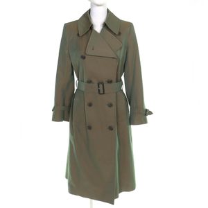 Excellent condition △ Burberrys vintage 100% cotton long trench coat with belt, Nova Check lining, iridescent khaki, size L, women's.