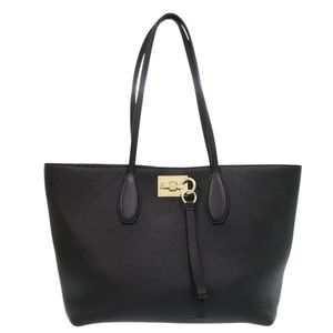 Excellent condition Salvatore Ferragamo Gancini leather black tote bag, black, 0302 [Used] Salvatore Ferragamo