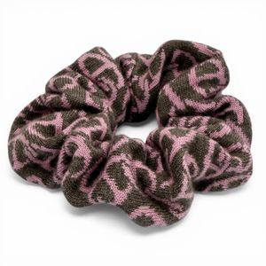Mint condition ◇ HERMES Claudia Scrunchie Cashmere Silk Chaine d'Ancre Jacquard Knit Hair Tie Pink Khaki Italian Made Women's