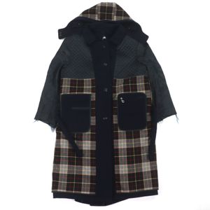 미사용품▼ Maison Margiela 메종 마르젤라 22SS S30AA0178 울 100% 안솜 들어간 뒤집을 수 있는 패치워크 푸디드 롱 코트 네이비 44 정규품 맨즈