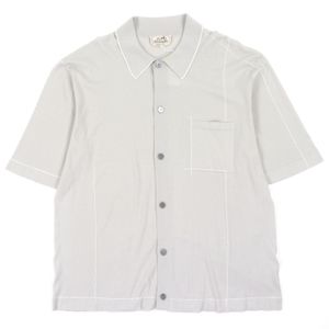 미사용품▼HERMES 헤르메스 코튼 100% 쇼트 슬리브 하이게이지니트 반소매 셔츠