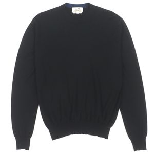 극미품▼HERMES 헤르메스 울 100% 크루넥 롱 슬리브 풀오버 하이게이지 니트 스웨터 블랙 XS 이탈리아제 정규품 맨즈