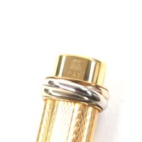 全新狀態 ▼Cartier復古三一圖案全覆蓋筆蓋原子筆，金色，附筆盒，男士，書寫功能已確認。