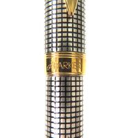 品相極佳 ▼ PARKER 1931492 Sonnet Premium Ciselé GT Twist 原子筆，銀/金，法國製造，男士，書寫流暢