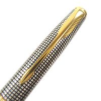 品相極佳 ▼ PARKER 1931492 Sonnet Premium Ciselé GT Twist 原子筆，銀/金，法國製造，男士，書寫流暢