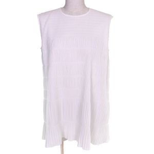 극미품 △ADEAM 아디암 42475 민소매 ​​주름 튜닉 블라우스 탑스 화이트 2 일본제 정규품 여성