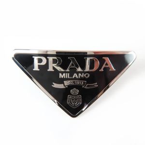 극미품☆PRADA 프라다 1IF050 메탈 트라이앵글 로고 Plate 헤어 액세서리 발레타 실버 블랙 이탈리아제 레이디스
