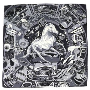 미사용품 △HERMES 헤르메스 카레 H 100 포블 오브 드림즈 캐시미어 실크 안트라시트 블랙 그레이 스카프 상자 첨부 프랑스제 여성 추천◎