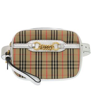 Excellent condition Burberry 1983 check waist bag, cotton, beige and silver, body bag, 1716 [Used] BURBERRY