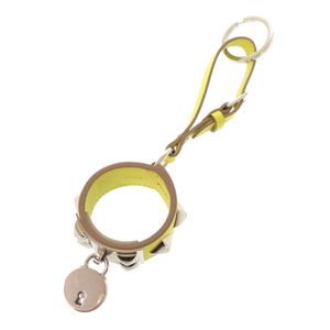 Unused Hermes Portefeuille Collier de Chien Veau Epsom Lime Silver Hardware A Stamp (2017) Keychain Bag Charm 1017 [Used] HERMES
