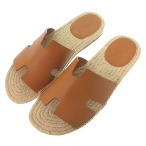 Excellent condition Hermes espadrilles Antigua 201485ZH Size 42 (Japanese size 27cm) Calf leather Natural Braun Sandals Shoes 0340 [Used] HERMES Men's