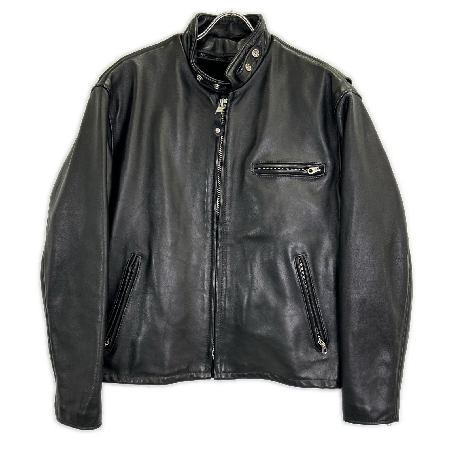 Schott 641 Black Lined Single Rider's Jacket, Size 42 [Used
