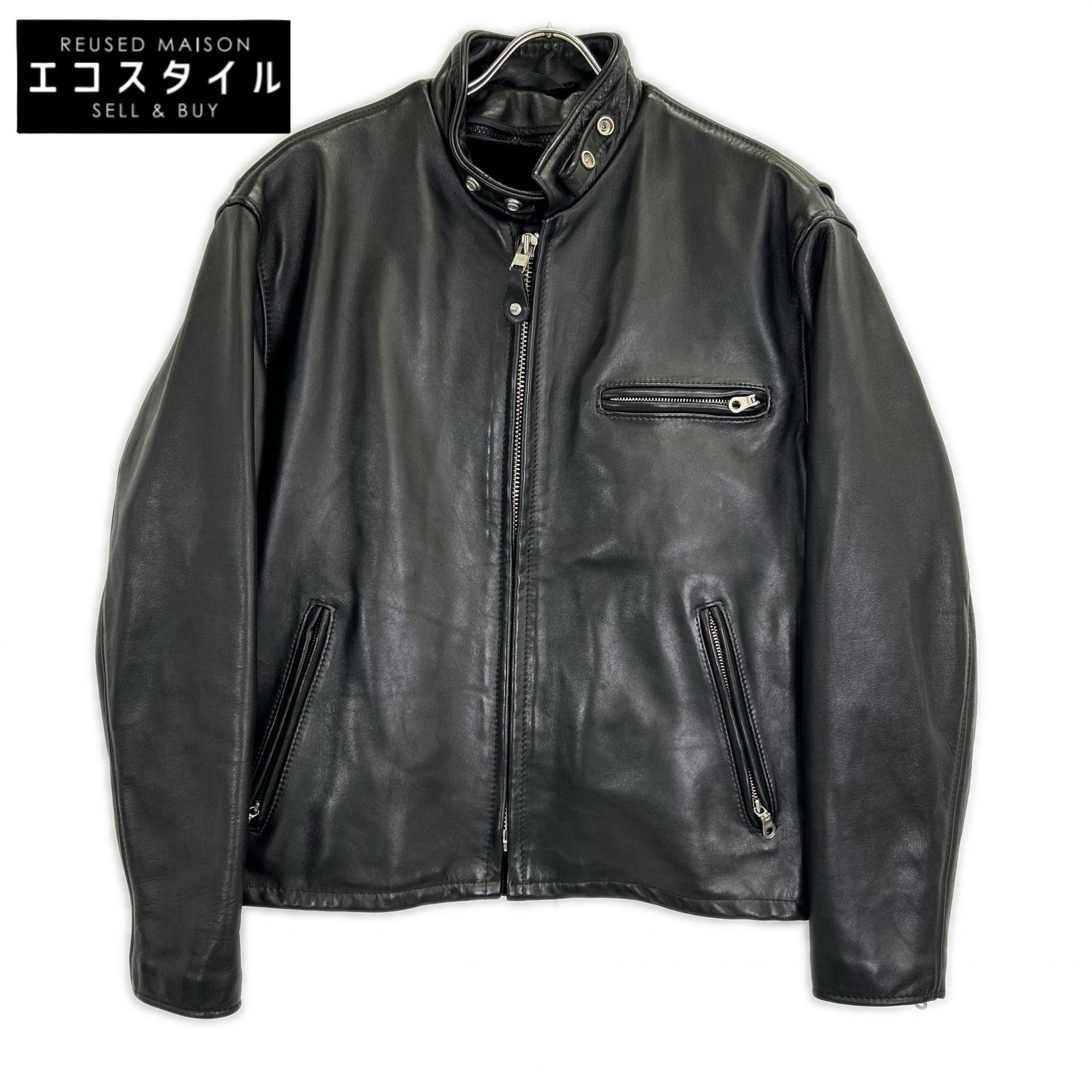 Schott 641 Black Lined Single Rider's Jacket, Size 42 [Used