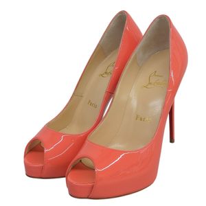 Unused ▲ Christian Louboutin NEW VERY PRIVE 120 Open-toe Patent Leather Pumps, Pink, Size 36.5, with Box, Made in Italy, Women's