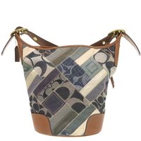 코치 패치 워크 데님 가죽 블루 ブラウン 숄더백 1929 【중고】 COACH