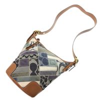 코치 패치 워크 데님 가죽 블루 ブラウン 숄더백 1929 【중고】 COACH