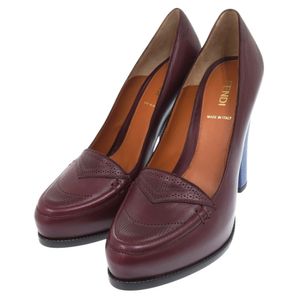 Excellent condition Fendi two Color block heels, size 37 (Japanese size 24cm), leather, lizard, burgundy, bordeaux pumps, item number 0285 [Pre-owned] FENDI