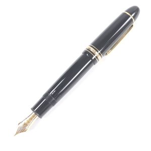 全新狀態 □MONTBLANCMeisterstück 149 鋼筆，18K 金筆尖（F），筆帽，黑色和金色，帶盒子和筆套，德國製造，男士。