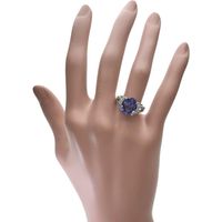 尺寸 11.5，坦桑石 4.87 克拉，鑽石 0.32 克拉，900 鉑金，9.0 克，女士戒指 [二手]