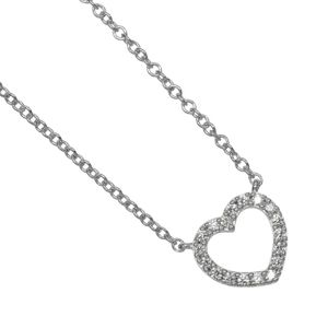 Tiffany & Co. Metro Heart Necklace, 18K White Gold with Diamonds, Approx. 1.84g, Women's [Pre-owned]