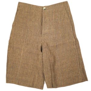 Omar Afridi（英國製造）柿澀條紋亞麻休閒短褲（柿子色條紋亞麻短褲）OA-SS20-TRS-104-02 S 棕色短褲 原價：¥63,800 下裝 [全新/二手] [二手] [Omar Afridi]