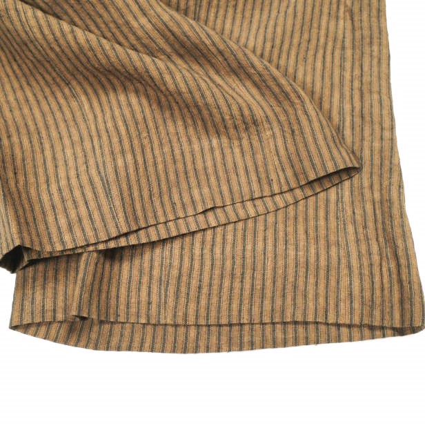Omar Afridi オマールアフリディ イギリス製 KAKISHIBU STRIPES LINEN SLACK SHORTS 柿渋染めストライプ リネンショーツ OA-SS20-TRS-104-02 S Brown ショートパンツ 定価63,800円 ボトムス【新古品】【中古】【Omar Afridi】 Omar Afridi（英國製造）柿澀條紋亞麻休閒短褲（柿子色條紋亞麻短褲
