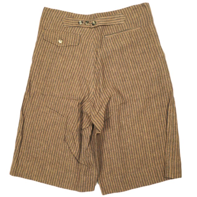 Omar Afridi オマールアフリディ イギリス製 KAKISHIBU STRIPES LINEN SLACK SHORTS 柿渋染めストライプ リネンショーツ OA-SS20-TRS-104-02 S Brown ショートパンツ 定価63,800円 ボトムス【新古品】【中古】【Omar Afridi】 Omar Afridi（英國製造）柿澀條紋亞麻休閒短褲（柿子色條紋亞麻短褲
