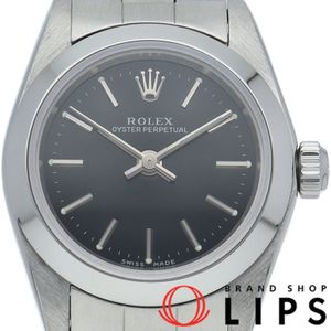 롤렉스 오이스터 퍼페추얼 레이디스 시계 Oyster Perpetual Ladies 76080(K) 상자 보증서 SS 레이디스 시계 블랙 마무리 2001년 미품 【중고】