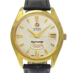 라도 RADO 데이 마스터 손목시계 11753 금도금×가죽 손 감아 아날로그 표시 실버 문자판 Day Master 맨즈【중고】